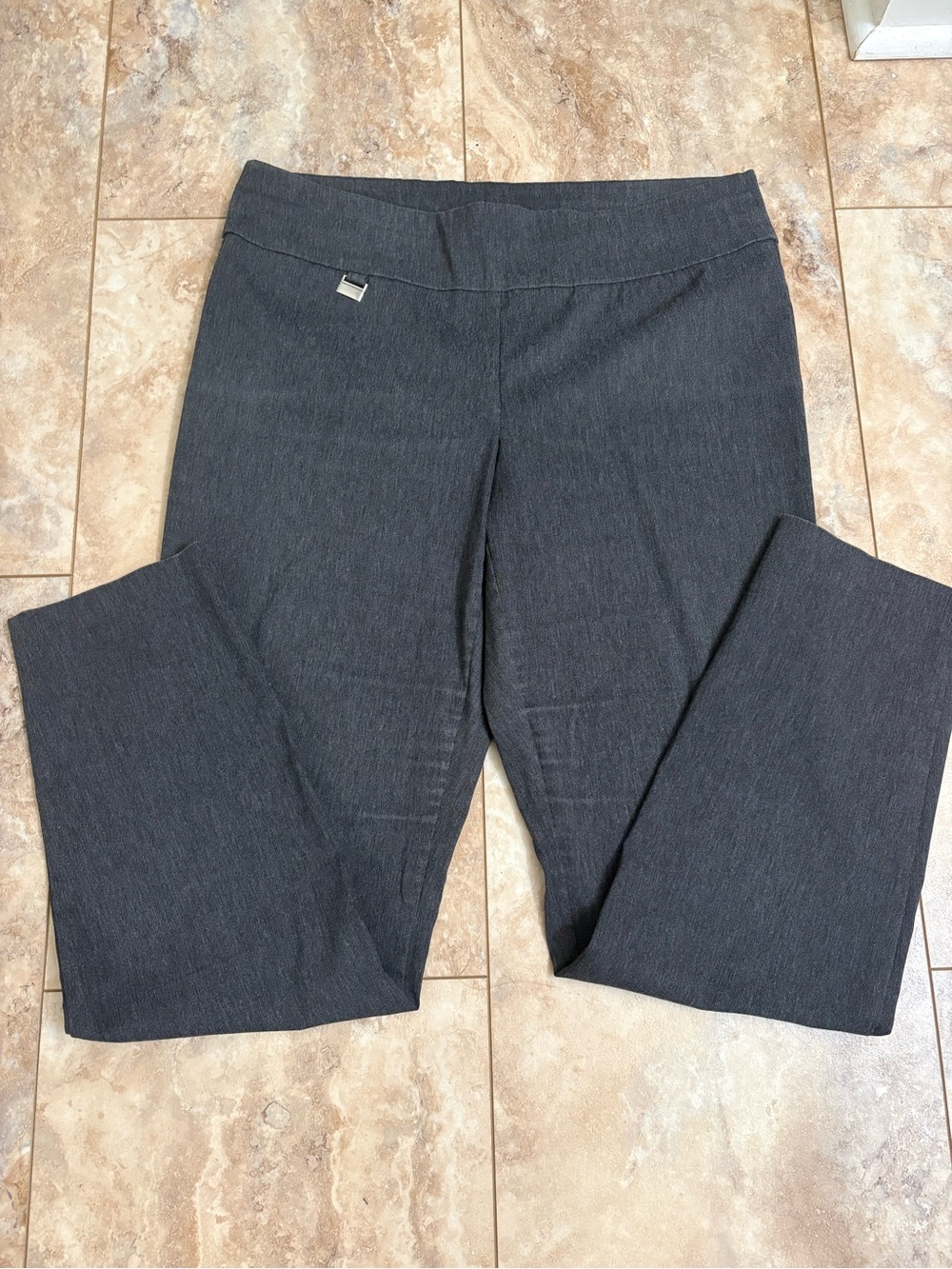 Alfani Dark Gray Straight-Leg Pull-On Jeans-Style Pants